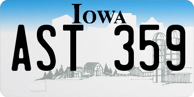 IA license plate AST359