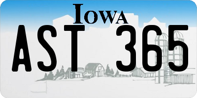 IA license plate AST365