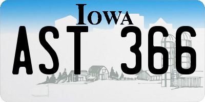 IA license plate AST366