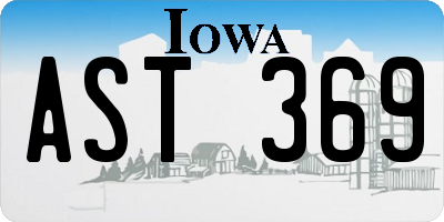 IA license plate AST369