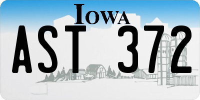 IA license plate AST372