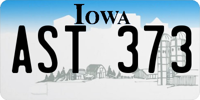 IA license plate AST373