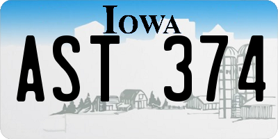 IA license plate AST374