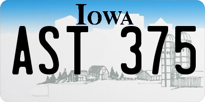 IA license plate AST375
