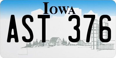 IA license plate AST376