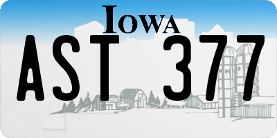 IA license plate AST377