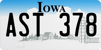 IA license plate AST378