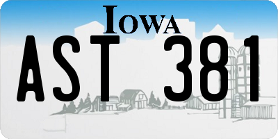 IA license plate AST381