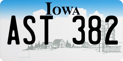 IA license plate AST382