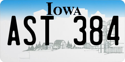 IA license plate AST384
