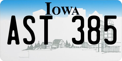 IA license plate AST385