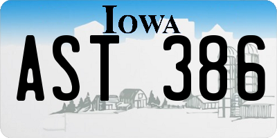 IA license plate AST386