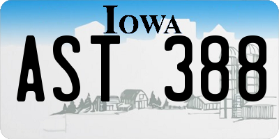 IA license plate AST388