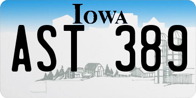 IA license plate AST389