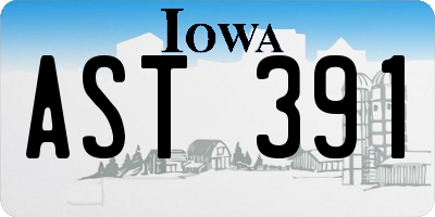 IA license plate AST391