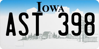 IA license plate AST398
