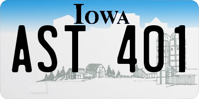 IA license plate AST401