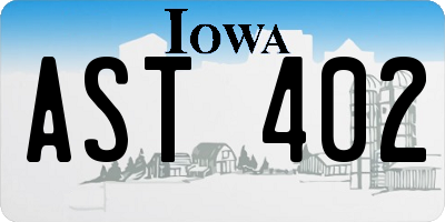 IA license plate AST402