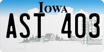 IA license plate AST403