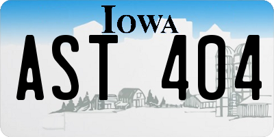 IA license plate AST404