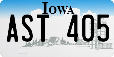 IA license plate AST405