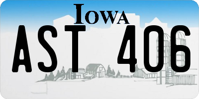 IA license plate AST406