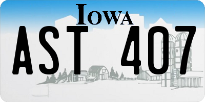 IA license plate AST407