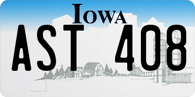 IA license plate AST408