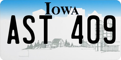 IA license plate AST409