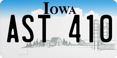IA license plate AST410
