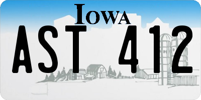 IA license plate AST412