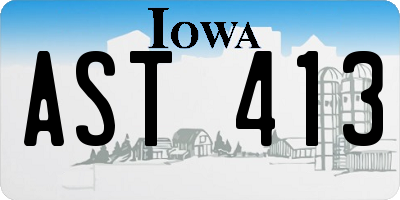 IA license plate AST413