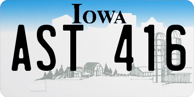 IA license plate AST416