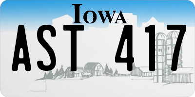 IA license plate AST417