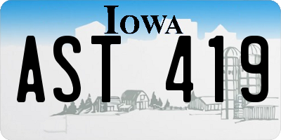 IA license plate AST419
