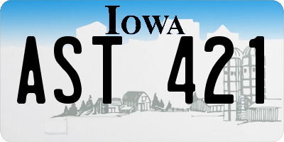IA license plate AST421