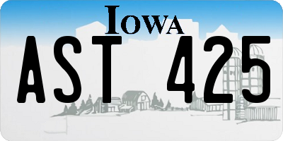 IA license plate AST425