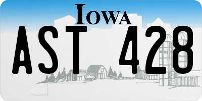 IA license plate AST428
