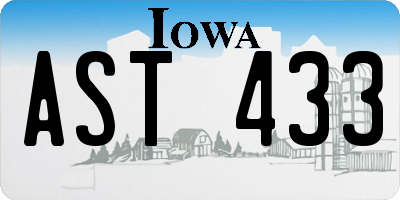 IA license plate AST433
