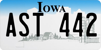 IA license plate AST442