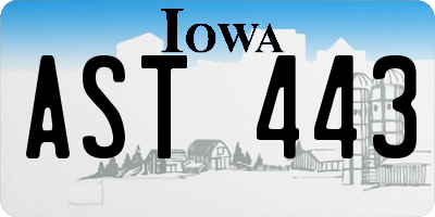 IA license plate AST443