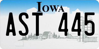 IA license plate AST445