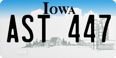 IA license plate AST447