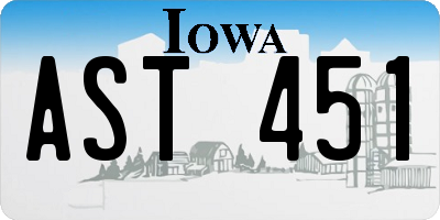IA license plate AST451