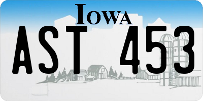 IA license plate AST453