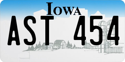 IA license plate AST454