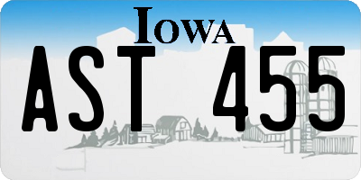 IA license plate AST455