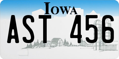 IA license plate AST456