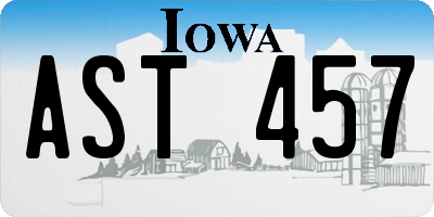 IA license plate AST457