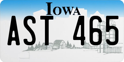 IA license plate AST465